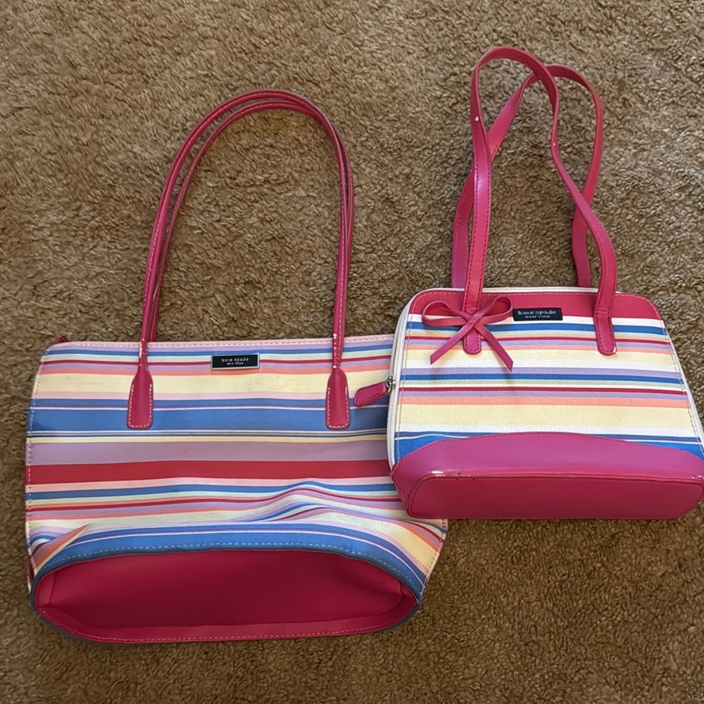 Kate Spade Multicolor Striped Shoulder Bag Set- used
